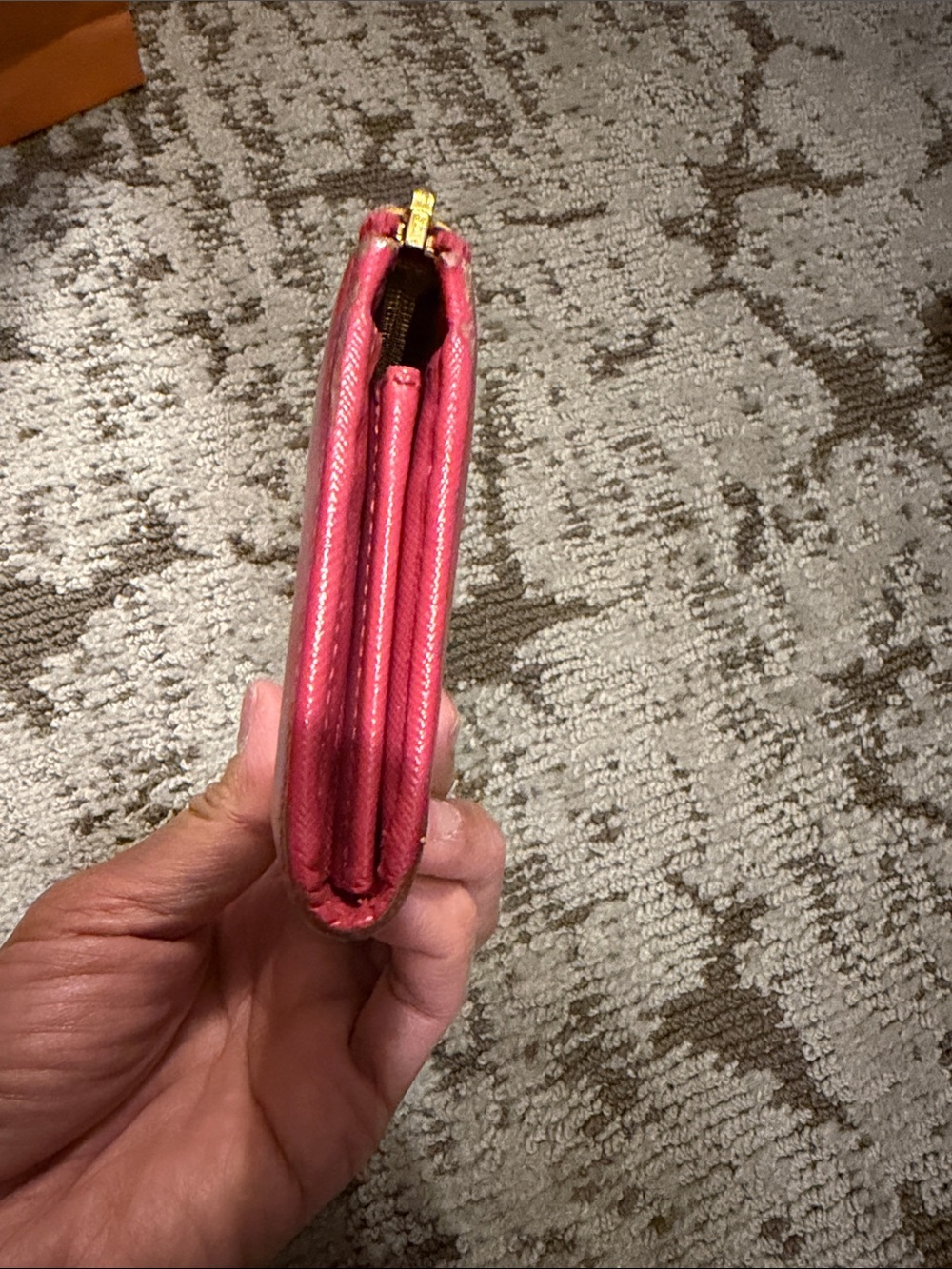 Prada Coral-Pink Saffiano Zip-Around Wallet with Gold Logo - Picture 3 of 5